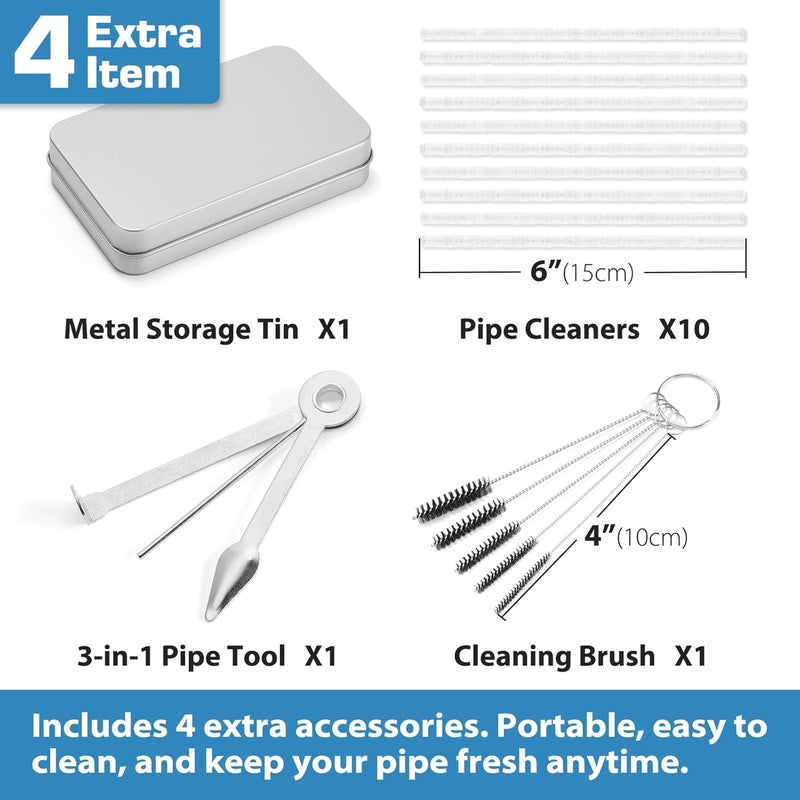 STANKER Pipe Screens Filter, 3/4 Inch 70 Pcs Adjustable Tapered Design Bowl Screens with Pipe Cleaners, 3 in 1 Tool, Bottle Brush, 0.75 Inch Stainless Steel Mesh with Metal Box - Image 3